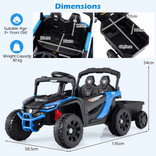 Costway Ηλεκτρικό Παιδικό Τρακτέρ 12V με Αποσπώμενο Τρέιλερ & Τηλεχ...