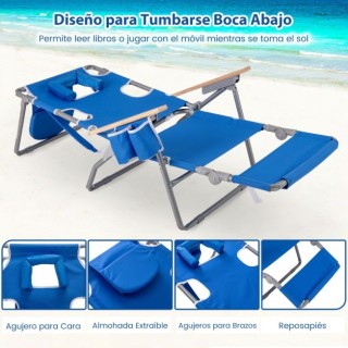 Costway Πτυσσόμενη Ξαπλώστρα Παραλίας με Υποπόδιο και Ρυθμιζόμενη Π... Costway Πτυσσόμενη Ξαπλώστρα Παραλίας με Υποπόδιο και Ρυθμιζόμενη Π...