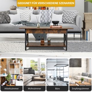 Costway  Βιομηχανικό Ρετρό Τραπεζάκι Σαλονιού με Διπλή Επιφάνεια κα...