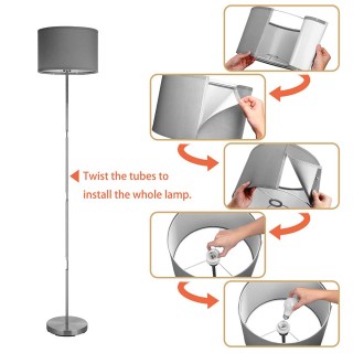 BAKAJI  Λάμπα Δαπέδου 160cm Μοντέρνος Σχεδιασμός Καπέλο E27 60W Ύφα...