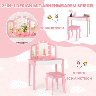 Costway Σετ Παιδικό Μπουντουάρ 95,5 x 70 x 34 cm   με Αποσπώμενο Κα...