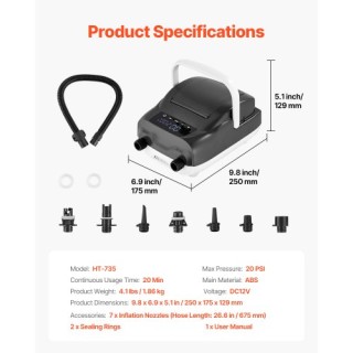 VEVOR Αυτόματη Αντλία SUP 20PSI με Έξυπνο Έλεγχο και Προστασία από ... VEVOR Αυτόματη Αντλία SUP 20PSI με Έξυπνο Έλεγχο και Προστασία από ...