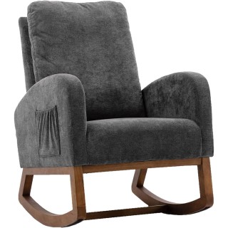 Shally Dogan Γκρι Κουνιστή Πολυθρόνα από Ύφασμα με Ξύλινη Κατασκευ... Shally Dogan Γκρι Κουνιστή Πολυθρόνα από Ύφασμα με Ξύλινη Κατασκευ...