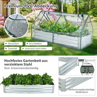 Costway  Μεγάλο Γαλβανισμένο Υπερυψωμένο Κρεβάτι με Θερμοκήπιο 180 ...