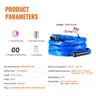VEVOR 15ft Θερμαινόμενος Σωλήνας Νερού για RV -45℉ Αντιψυκτικός Πόσ... VEVOR 15ft Θερμαινόμενος Σωλήνας Νερού για RV -45℉ Αντιψυκτικός Πόσ...