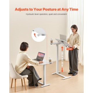 VEVOR Τραπέζι Κρεβατιού με Ρόδες και Θήκη Ποτηριού Λευκό CSZGXDZZCS...