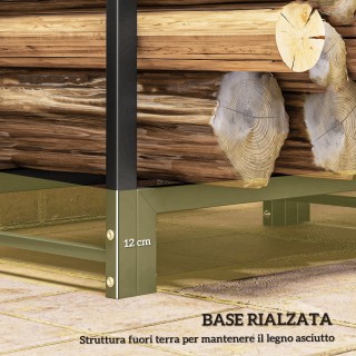 Outsunny  Φορητή Ξυλοθήκη για Τζάκι με 2 Τμήματα από Ατσάλι με 6 Πό...