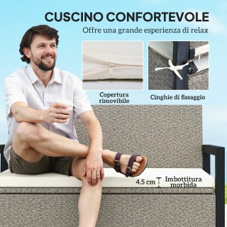 Outsunny Πάγκος Κήπου 2 Θέσεων με Κασονιέρα 151.5L από Ρατάν με Πλά... Outsunny Πάγκος Κήπου 2 Θέσεων με Κασονιέρα 151.5L από Ρατάν με Πλά...