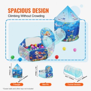 Παιδική Σκηνή Παιχνιδιού 3 σε 1 με Τούνελ & Μπασκέτα - VEVOR  PPSDZ...