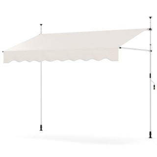 Costway Ρυθμιζόμενη Λευκή Τέντα 250cm Χωρίς Τρυπάνι με Μανιβέλα NP1...