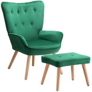 BAKAJI Πολυθρόνα με Σκαμπό Σαλονιού σε Πράσινο Βελούδο Καρέκλα με ... BAKAJI Πολυθρόνα με Σκαμπό Σαλονιού σε Πράσινο Βελούδο Καρέκλα με ...