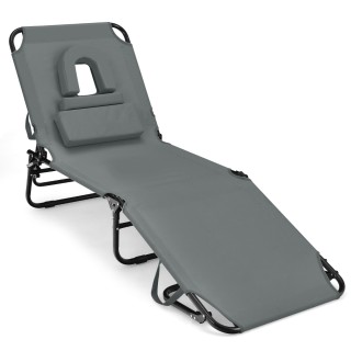 Costway  Πτυσσόμενη Ξαπλώστρα Παραλίας με Ρυθμιζόμενη Πλάτη και Αφα...