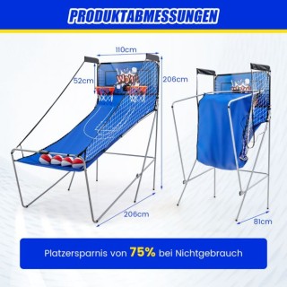 Μπασκέτα Arcade 8 σε  1 με  4 Μπάλες Χρώματος Σκούρο Μπλε COSTWAY S...