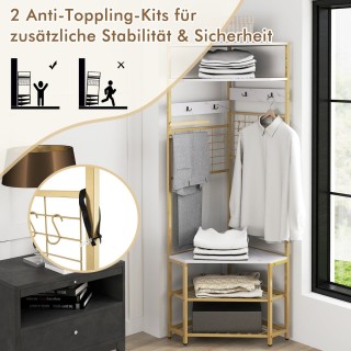 Costway Γωνιακή Κρεμάστρα με Ράφια και Παγκάκι για Παπούτσια JV12207WH Costway Γωνιακή Κρεμάστρα με Ράφια και Παγκάκι για Παπούτσια JV12207WH