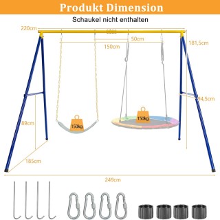 Costway  Α-σχήματος Μεταλλική Κούνια με Διπλό Κάθισμα και Αντοχή έω...