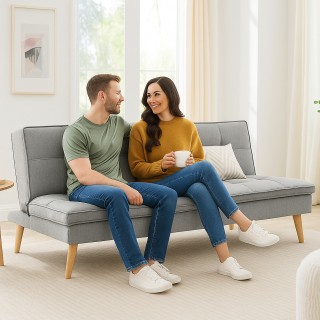 BAKAJI Τριθέσιος Ανακλινόμενος Καναπές-Κρεβάτι Εργονομικός σε Γκρι ...