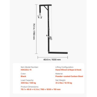 VEVOR Ανυψωτήρας Θηραμάτων Αυτοκινήτου, Ικανότητα 136 κιλών, Περιστ...