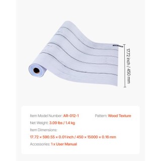 VEVOR Αυτοκόλλητη Ταπετσαρία 45cm x 15m Λευκό Ξύλινο Αδιάβροχο Υφή ... VEVOR Αυτοκόλλητη Ταπετσαρία 45cm x 15m Λευκό Ξύλινο Αδιάβροχο Υφή ...