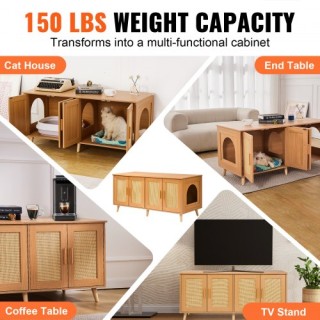 Κρυφή Ξύλινη Λεκάνη Απορριμμάτων VEVOR για 2 Γάτες  JSDMMSPWQ472W1G...