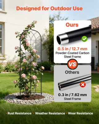 VEVOR Σετ 6 Διώροφα Ροζ Αψίδες Κήπου 180x52,5 εκ. με Επίστρωση Σκόν...