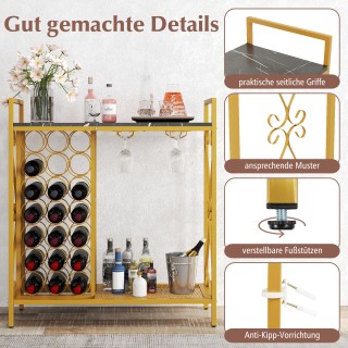 Costway Χρυσή Μεταλλική Κάβα Κρασιού με Χωρητικότητα για 21 Φιάλες ...