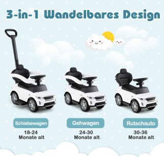 Costway Παιδικό Αυτοκίνητο 3 σε 1 με Αποσπώμενη Λαβή - Λευκό TQ10397BS