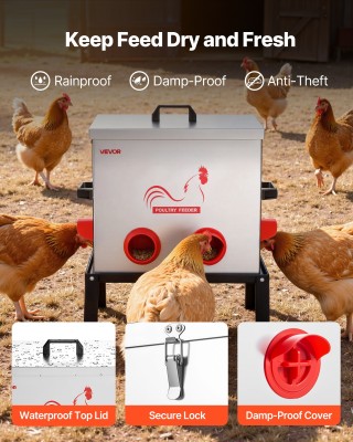 VEVOR Αυτόματη Ταΐστρα Κοτόπουλων 22,68 kg με 6 Θύρες σε Μεταλλική ... VEVOR Αυτόματη Ταΐστρα Κοτόπουλων 22,68 kg με 6 Θύρες σε Μεταλλική ...