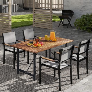 Outsunny Τραπέζι Κήπου 160x90 εκ από Ξύλο Ακακίας και Ατσάλι με Επι... Outsunny Τραπέζι Κήπου 160x90 εκ από Ξύλο Ακακίας και Ατσάλι με Επι...