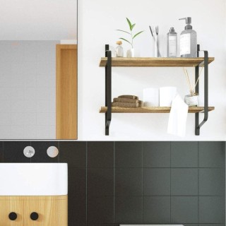 BAKAJI Μοντέρνος Σχεδιασμός Ραφιού Τοίχου με 2 Ράφια - Βιβλιοθήκη α...