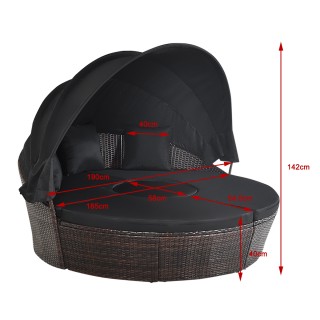 Costway Υπαίθριο Στρογγυλό Κρεβάτι Ø190 x 142 cm με Αποσπώμενη Κο... Costway Υπαίθριο Στρογγυλό Κρεβάτι Ø190 x 142 cm με Αποσπώμενη Κο...