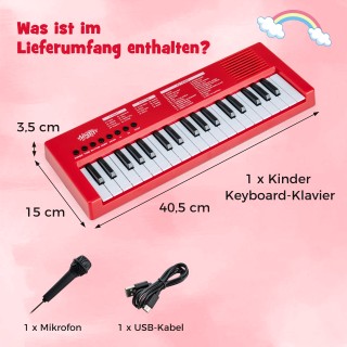 Costway Κόκκινο Kinder Klavier Φορητό Ηλεκτρονικό Πιάνο 37 Πλήκτρων...