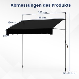 Costway  Ανοιγόμενη Τέντα Μπαλκονιού Χωρίς Τρύπημα, Με Χειροκίνητη ...