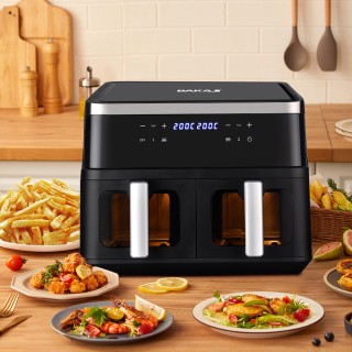 BAKAJI  Φριτέζα Αέρος με Διπλό Καλάθι XXL 12 L Airfryer Χωρίς Λάδι ...