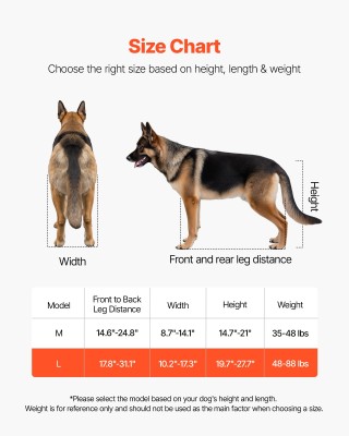 VEVOR Ελαφρύ Αμαξίδιο Σκύλου για Πίσω Πόδια με Ρυθμιζόμενο Ύψος και...