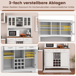 Ντουλάπα Κουζίνας με 3 Συρτάρια & Ράφι Κρασιών & Ανοιχτά Ράφια & Πά...