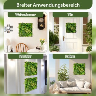 Costway  Σετ 2 Τεμαχίων Κρεμαστών 3D Τεχνητών Φυτών Τοίχου από Πλαί...