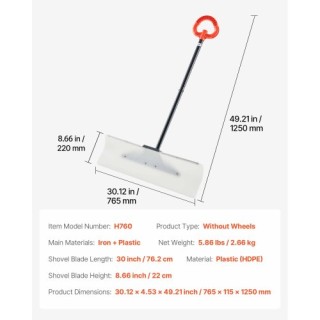 VEVOR Βαρέος Τύπου Πλαστική Φτυάρι Χιονιού 76εκ για Δρόμους WLKSL30... VEVOR Βαρέος Τύπου Πλαστική Φτυάρι Χιονιού 76εκ για Δρόμους WLKSL30...