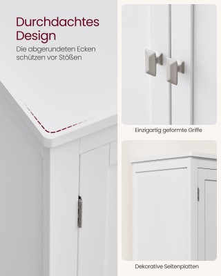 VASAGLE Ντουλάπι Μπάνιου με 4 Πόρτες, Ρυθμιζόμενα Ράφια, Λευκό UBBC...