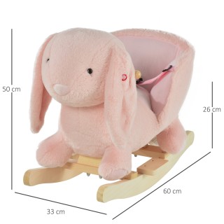 Homcom Rocking Toy in the Shape of a Pink Rabbit για παιδιά 18-36 μ...