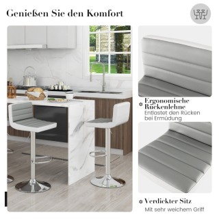 Costway Ρυθμιζόμενα Περιστρεφόμενα Σκαμπό Μπαρ με Πλάτη και PU Δέρμ...