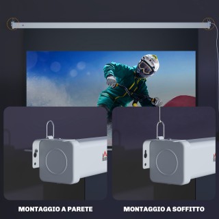 HOMCOM Οθόνη Προβολέα 84 Ιντσών με Τηλεχειριστήριο, από PVC και Μέτ...