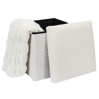 Πτυσσόμενο Σκαμπό με Αποθηκευτικό Χώρο Μπεζ 38 x 38 x 38 cm Home De...