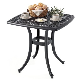 Costway Βοηθητικό τραπέζι μπαλκονιού από χυτό αλουμίνιο με οπή ομπρ...