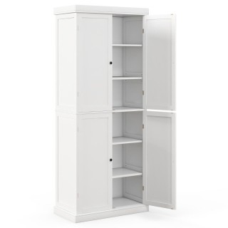 Costway Λευκός Ψηλός Ντουλάπι Μπάνιου με 4 Πόρτες & 6 Ράφια & 2 Ρυθ...