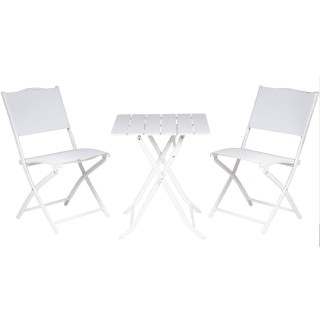 BAKAJI Σετ Πτυσσόμενο Τραπέζι με 2 Καρέκλες Λευκό Έπιπλο Εξωτερικο... BAKAJI Σετ Πτυσσόμενο Τραπέζι με 2 Καρέκλες Λευκό Έπιπλο Εξωτερικο...