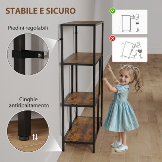 HOMCOM Βιβλιοθήκη με 4 Ράφια Βιομηχανικού Στυλ σε Ξύλο και Μέταλλο,... HOMCOM Βιβλιοθήκη με 4 Ράφια Βιομηχανικού Στυλ σε Ξύλο και Μέταλλο,...