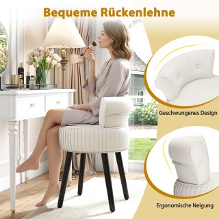 Costway Λευκή Καρέκλα Βανίτας Σταμτ με Μαξιλαροειδές Κάθισμα και Πλ...