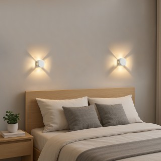 BAKAJI Σετ 2 Απλίκες Τοίχου 4 Led Λευκός Φωτισμός Θερμό Λευκό 6x6x5...