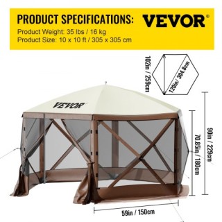 VEVOR Σκηνή Gazebo 10x10 ft, 6 Πλευρών Pop-up Σκηνή με Δίχτυα, Φορη... VEVOR Σκηνή Gazebo 10x10 ft, 6 Πλευρών Pop-up Σκηνή με Δίχτυα, Φορη...