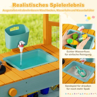 Costway Παιδική Κουζίνα Μάτσκ με Κασόνι Φύτευσης & Πλέγμα Αναρρίχησ...